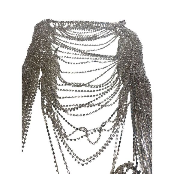 8 OTHER REASONS Embellished Mini Skirt in Silver (READ) - Picture 2 of 5